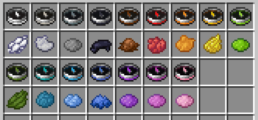 A chest GUI filled with all colors of dyed compass