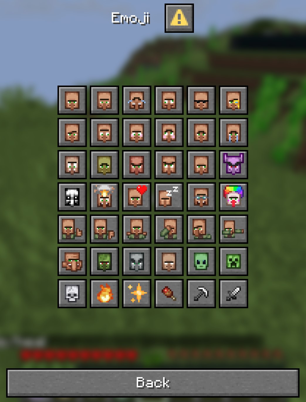 An ingame dialog menu displaying many emoji
