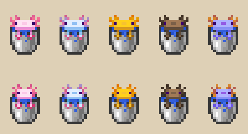 All the axolotl bucket variants