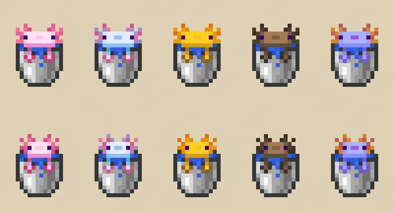 All the axolotl bucket variants