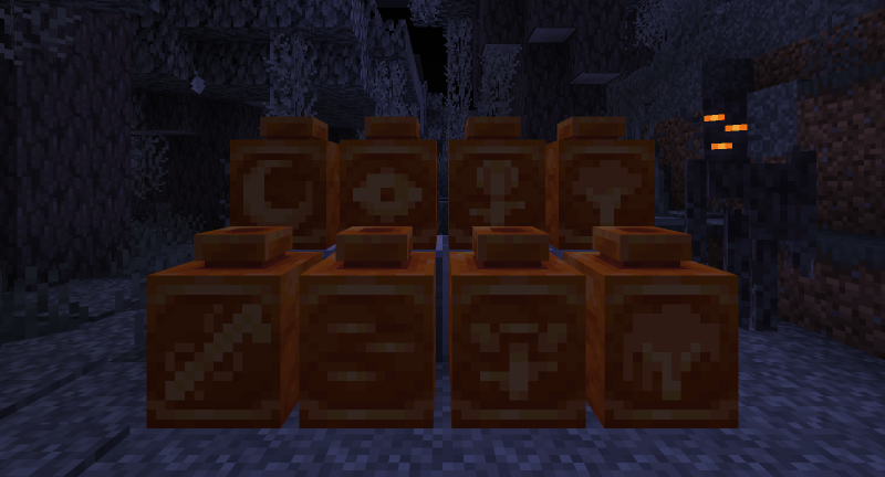 All sherd variants displayed on pots