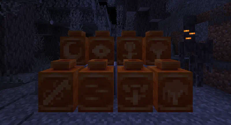 All sherd variants displayed on pots